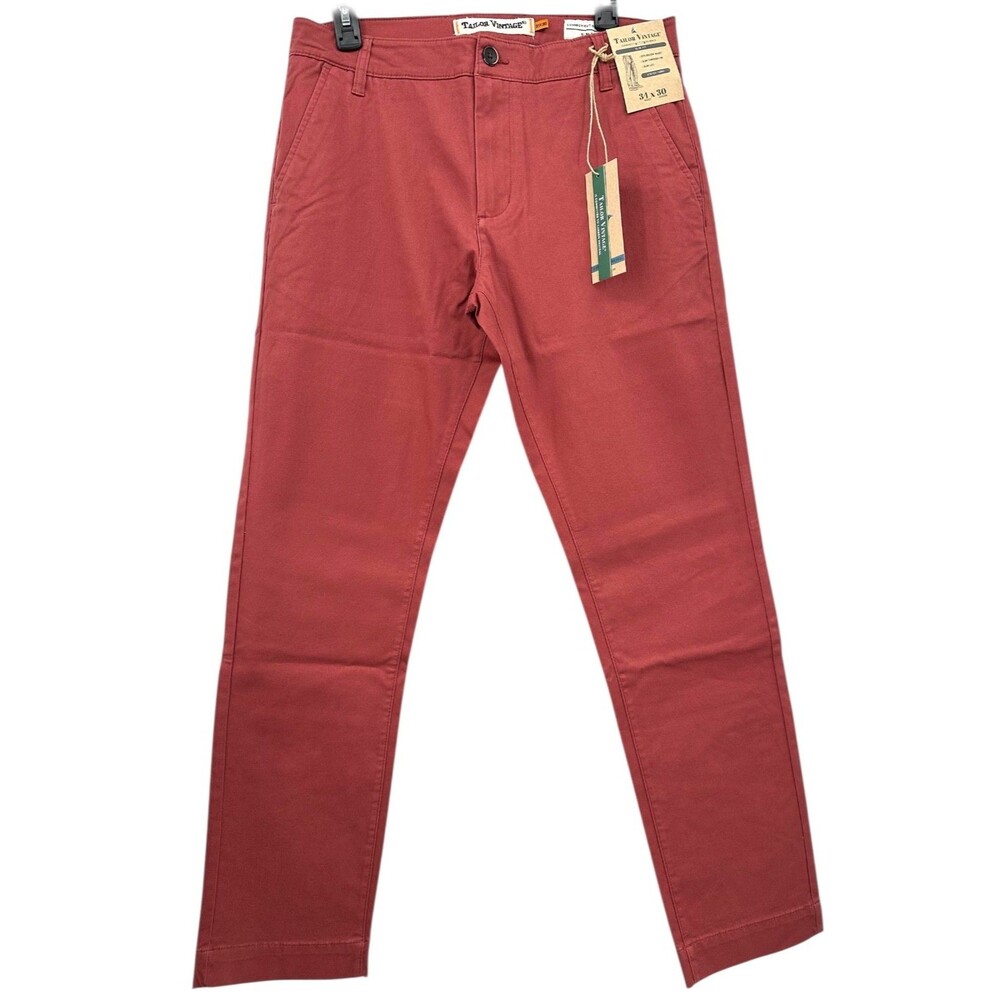 TAILOR VINTAGE Men's 31x30 Slim Fit NWT Canyon Red Cotton Stretch Chino Pants‎